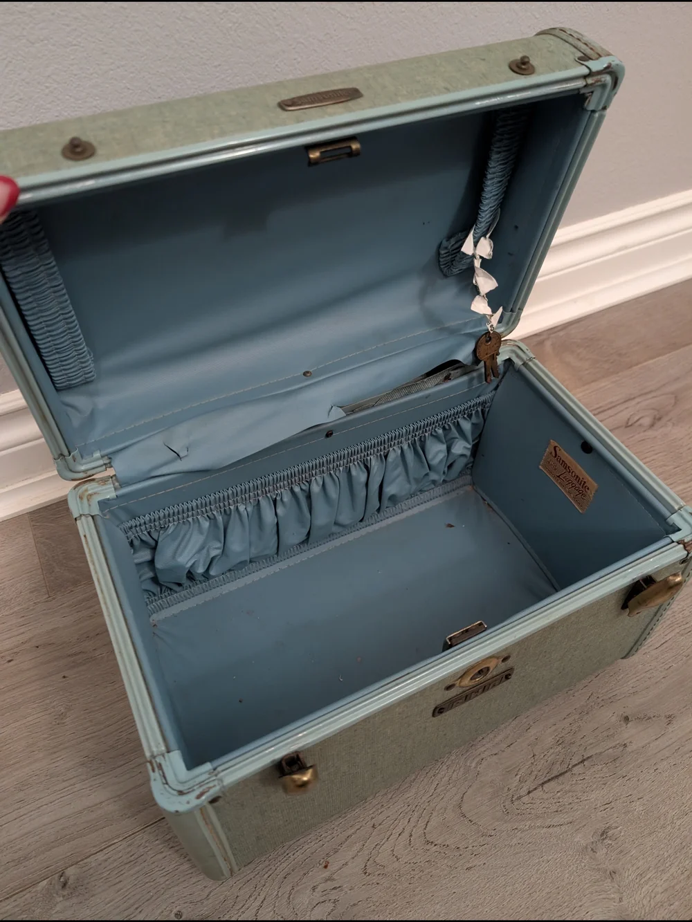 Samsonite Light Green Vintage Train Case Cosmetic Storage